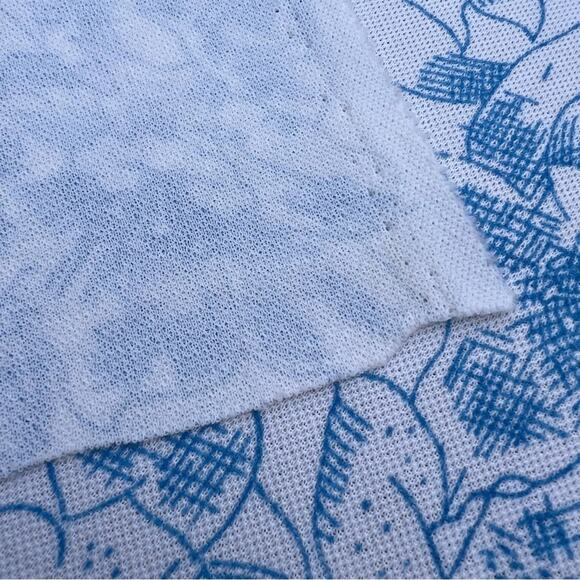 Vintage Kenmill Textile blue white hibiscus tropical flower fabric 60"x78" - Picture 4 of 7